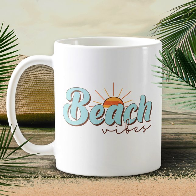 Beach Vibes Retro Summer Sun Kitchen Coffee Mug (Creator Uploaded)