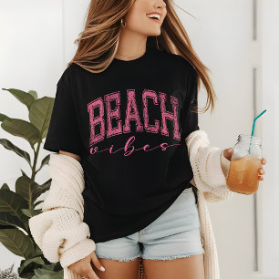 Beach Vibes Shirt, Retro Pink Summer Shirt for Her