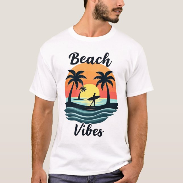 Beach Vibes Summer Sun Beach Palm T-Shirt (Front)