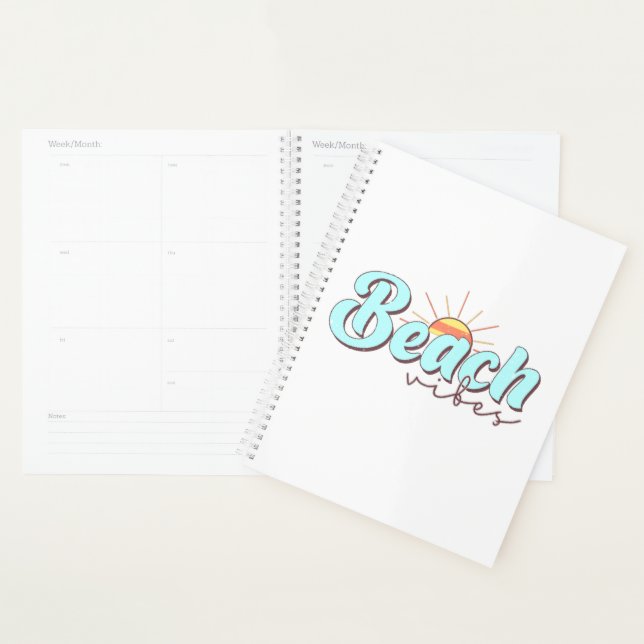 Beach Vibes Summer Sun Typography Coastal Artwork  Planner (Display)