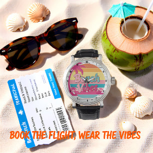 Beach Vibes Sunset Clock Tropical Watch