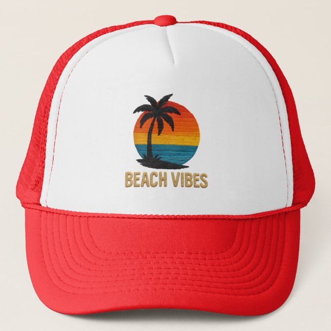 Beach Vibes, Sunset Palm Tree Hat (Front)