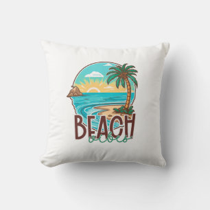 Beach Vibes Sunset – Tropical Palm Tree & Ocean  Cushion