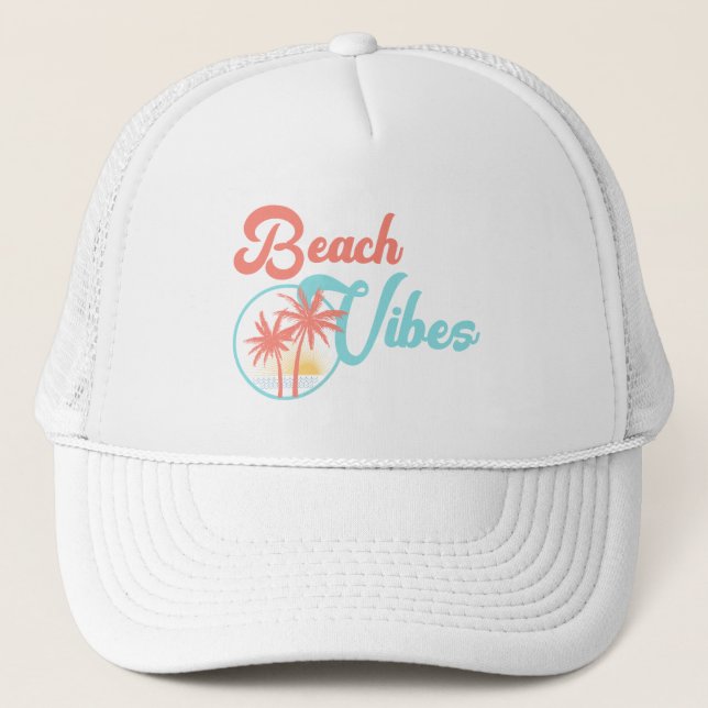 Beach Vibes Sunset Trucker Hat (Front)