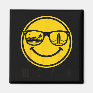 Beach vibes surf smile face sunglasses surfboard magnet