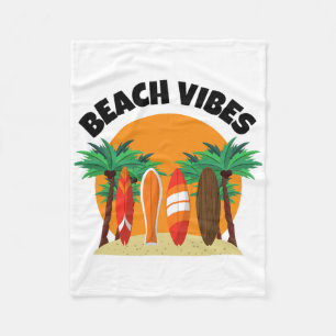 Beach Vibes Surfing Design For Summer Vacation Fleece Blanket