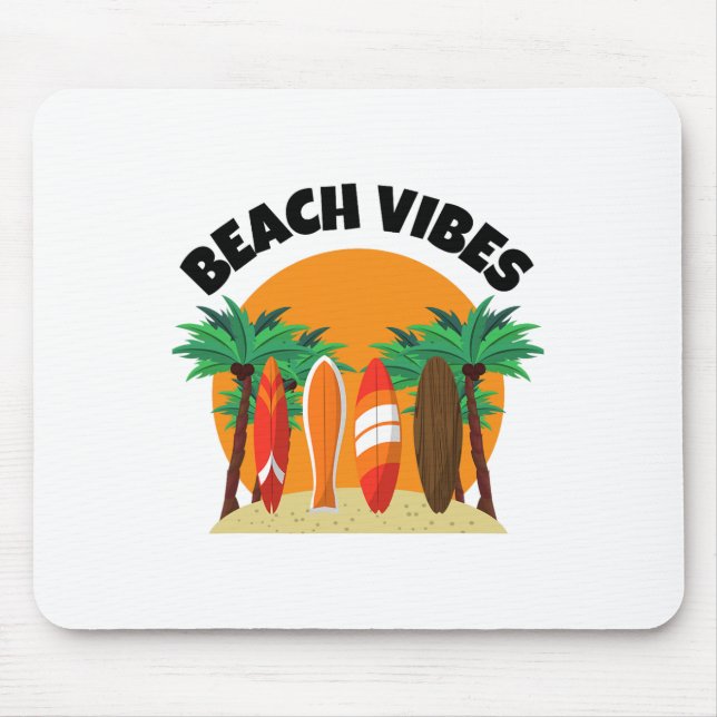 Beach Vibes Surfing Design For Summer Vacation  Mouse Pad (Front)