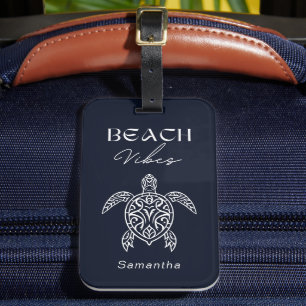 Beach Vibes Tribal Sea Turtle Personalised Luggage Tag