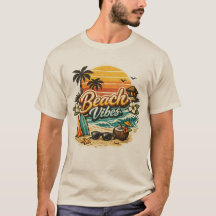 Beach Vibes Vintage Retro Sunset Tropical Beach