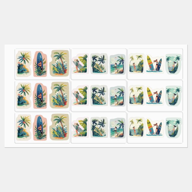 Beach Vibes Vinyl Stickers (Sheet)
