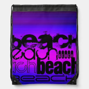 Beach; Vibrant Violet Blue and Magenta Drawstring Bag