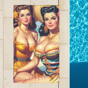 Beach Vintage Beauty Girls  Towel
