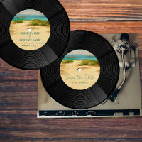 Beach Vinyl Music Record Wedding Save the Date