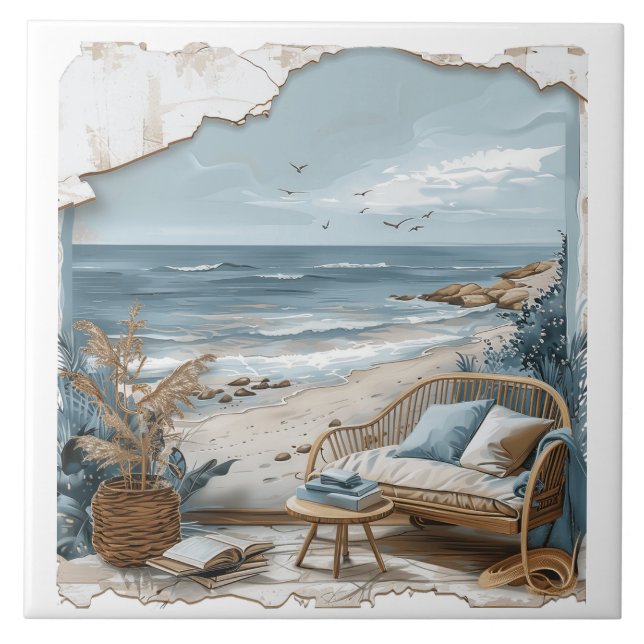 Beach Vision - Beach View Window Ceramic Tile (Front)