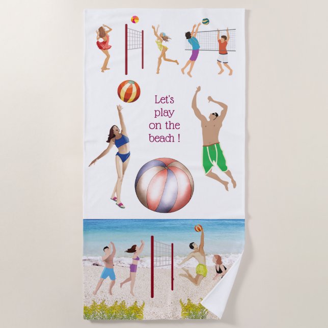 Beach Volleyball Beach Towel (Front)