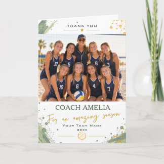 Beach Volleyball Coach Team Photo Thank You Card