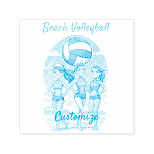 Beach Volleyball Girls Thunder_Cove Self-inking Stamp