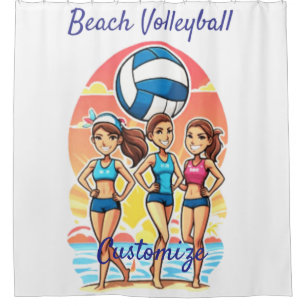 Beach Volleyball Girls Thunder_Cove Shower Curtain