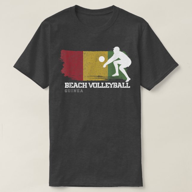 Beach Volleyball Guinea Flag Love Volleyball Playe T-Shirt (Design Front)