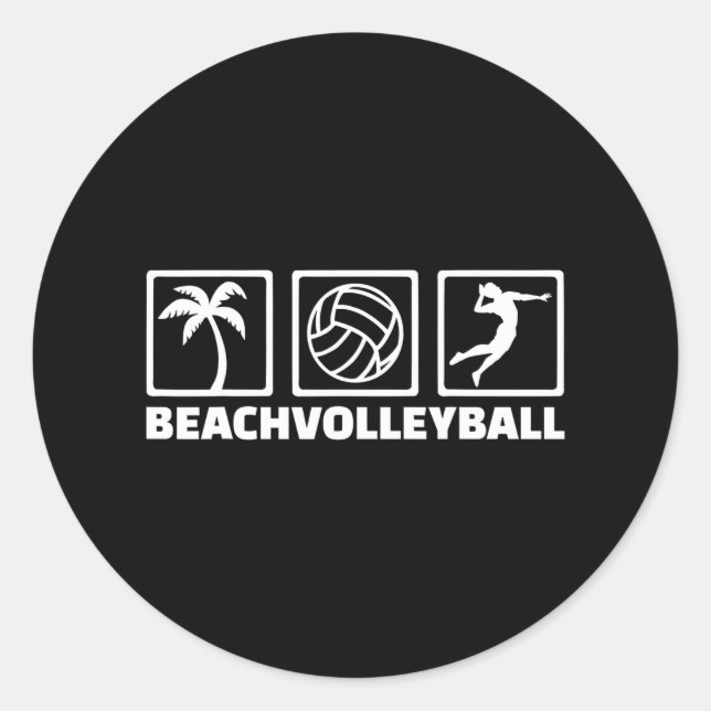 Beach volleyball icons classic round sticker (Front)