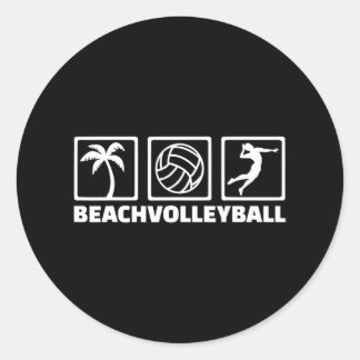 Beach volleyball icons classic round sticker