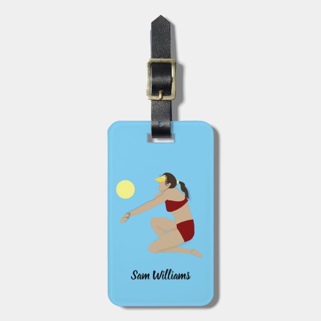 Beach Volleyball Luggage Tag (Front Vertical)