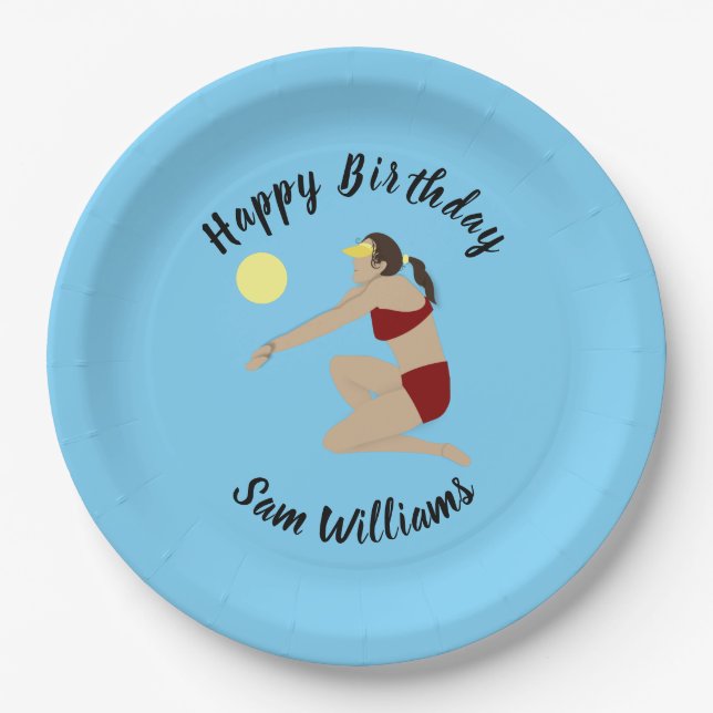 Beach Volleyball Paper Plate (Front)