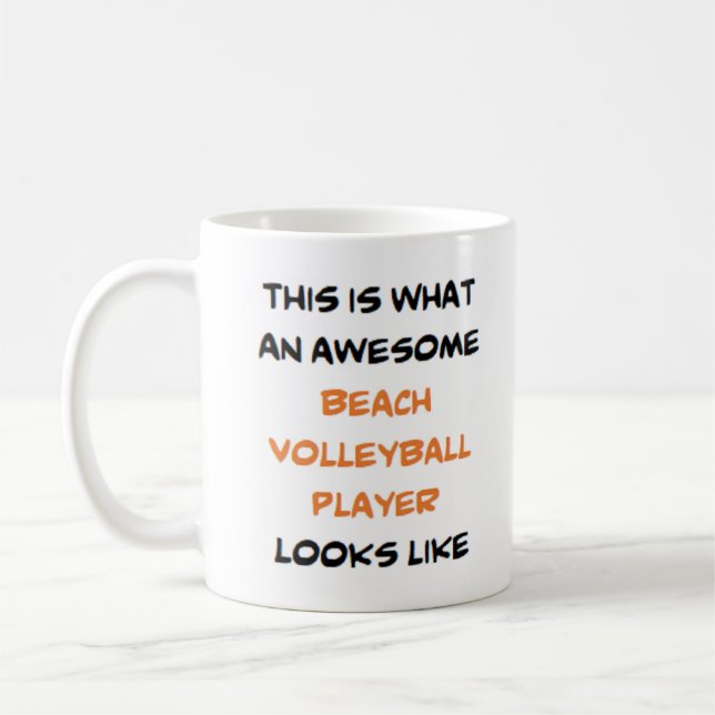 beach volleyball player, awesome coffee mug (Left)