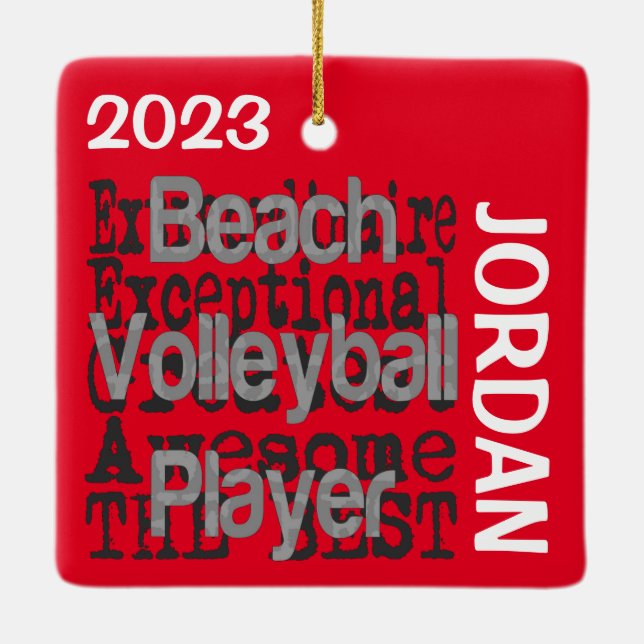 Beach Volleyball Player Extraordinaire CUSTOM Ceramic Ornament (Back)