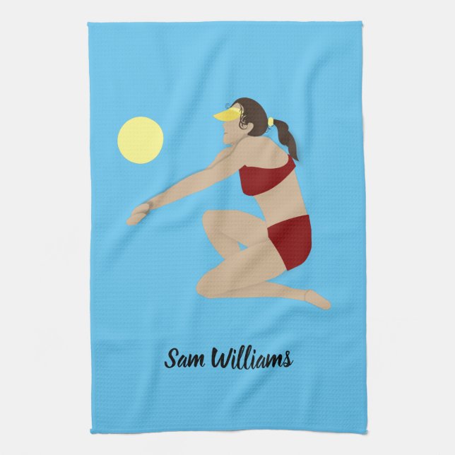 Beach Volleyball Tea Towel (Vertical)