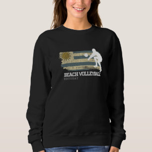 Beach Volleyball Uruguay Flag Love Volleyball Play Sweatshirt