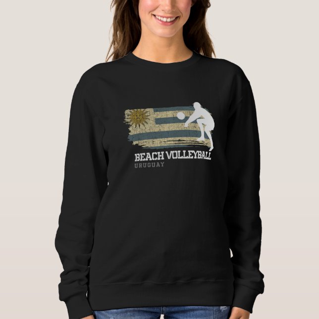 Beach Volleyball Uruguay Flag Love Volleyball Play Sweatshirt (Front)