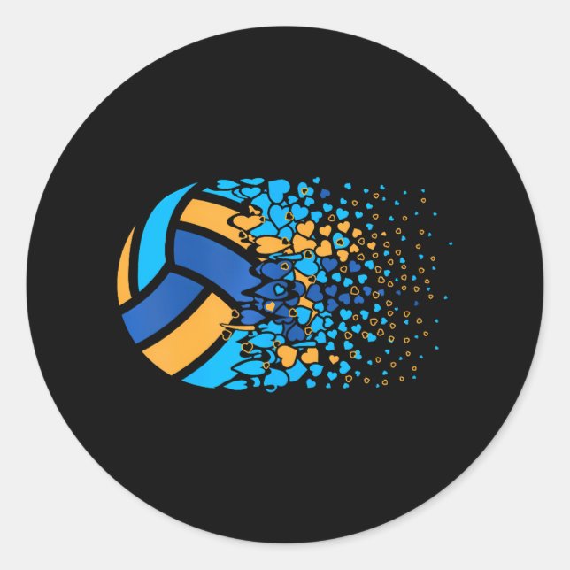 Beach Volleyball Volleyball Heart Classic Round Sticker (Front)