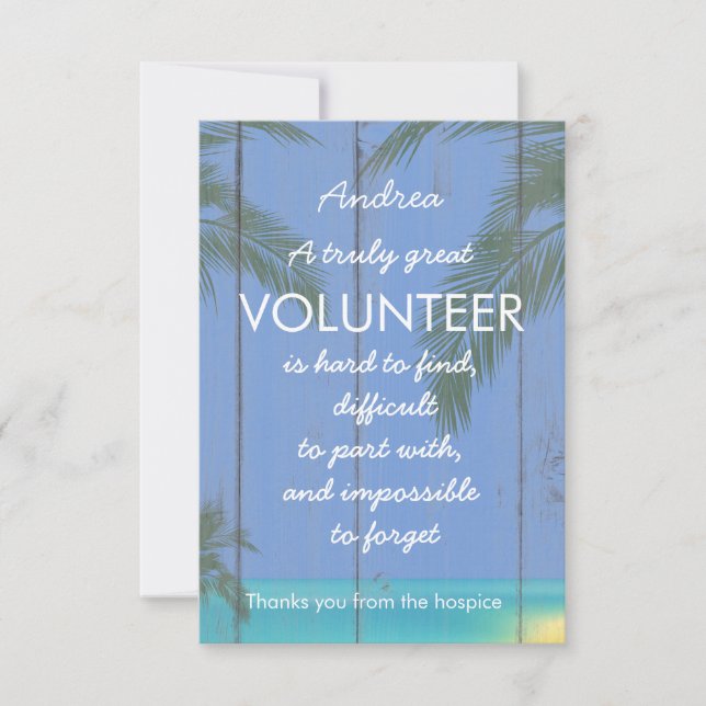 beach volunteer appreciation week tropical thanks card (Front)