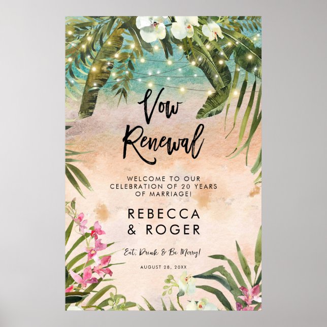 beach vow renewal party welcome sign poster (Front)