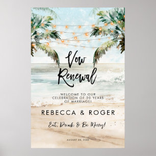 beach vow renewal party welcome sign poster