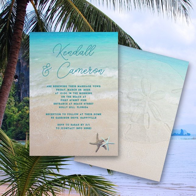 Beach Vows Modern Casual Ceremony Starfish Invitation (Creator Uploaded)