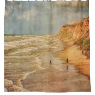 Beach walk by the ocean shower curtain