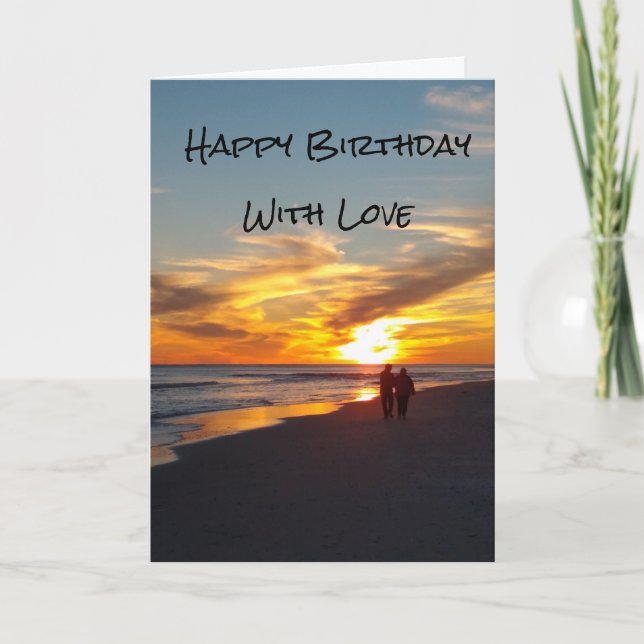 Beach Walk I Love You Birthday Card (Front)