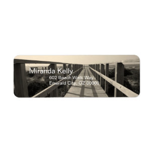 Beach Walk in Sepia Return Address Label
