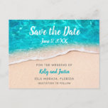 Beach Water and Sand Save the Date Announcement Postcard<br><div class="desc">This modern Save the Date card features a top view of the beach as the waves break in the shore. The design is perfect for a Summer wedding,  a beach wedding,  or a destination wedding. The colors are soothing and warm.</div>