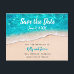Beach Water and Sand Save the Date Announcement Postcard<br><div class="desc">This modern Save the Date card features a top view of the beach as the waves break in the shore. The design is perfect for a Summer wedding,  a beach wedding,  or a destination wedding. The colors are soothing and warm.</div>