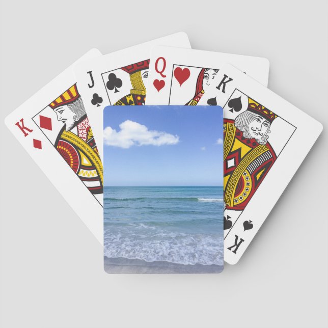 Beach Water Blue Sky White Clouds Background Ocean Playing Cards (Back)