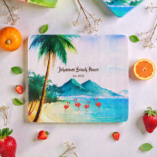 Beach Watercolor Blue Green Tropical Cutting Board