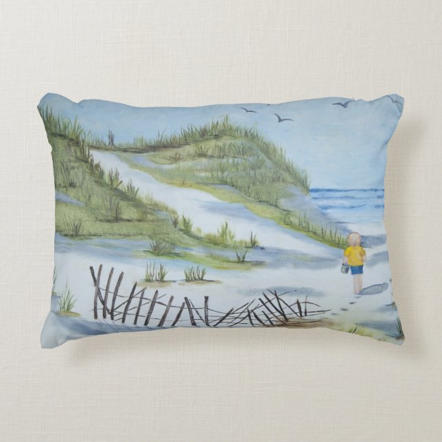 Beach watercolor decorative cushion (Front)