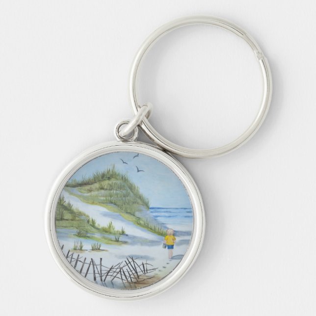 Beach watercolor key ring (Front)