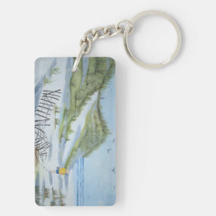 Beach watercolor key ring
