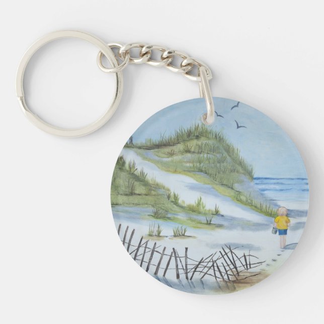 Beach watercolor key ring (Front)