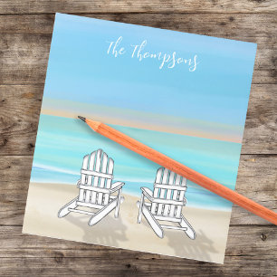 Beach Watercolor Ocean Seashore Adirondack Chairs Notepad