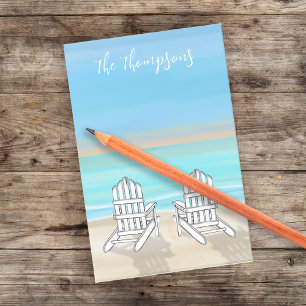 Beach Watercolor Ocean Seashore Adirondack Chairs Post-it Notes